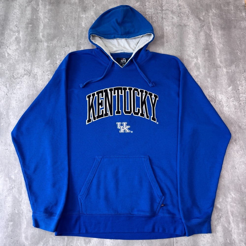 Vintage Kentucky Wildcats Hoodie Mens Large Blue NCAA Basketball Sweatshirt Y2K